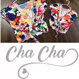 Cha-Cha front tie top - summer fields